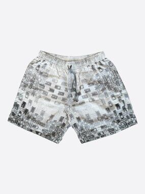 Amiri Grey & White Gradient Tape Logo Silk Shorts